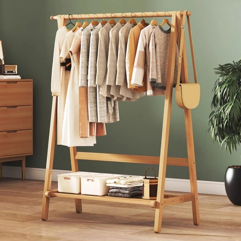 Baby Clothing Hanging Rack - Appendiabiti semplice in bambù a doppio