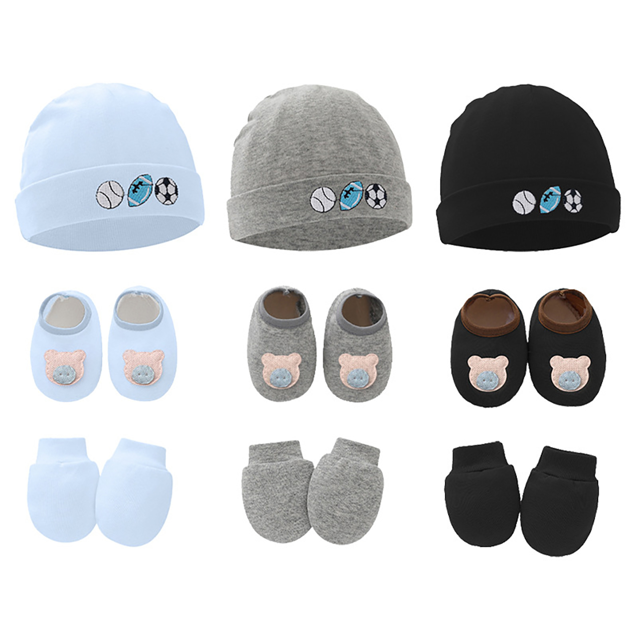 Baby Mittens Scratch - Set Regalo 3 Pezzi per Neonati: