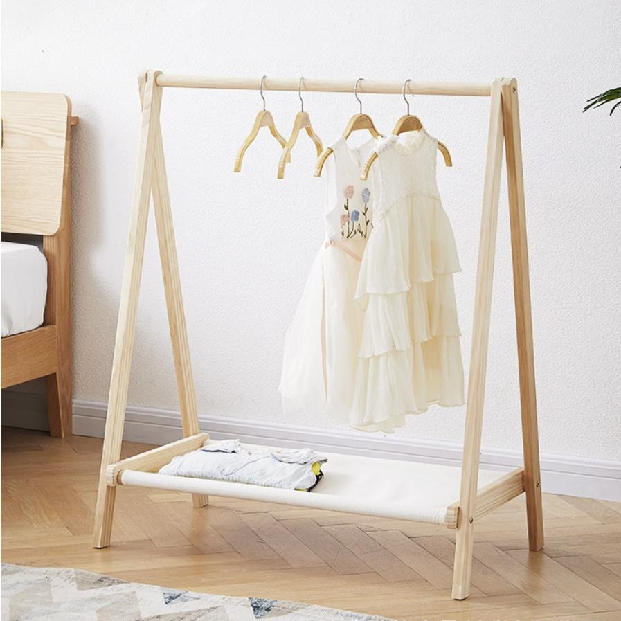 Baby Clothing Hanging Rack - Appendiabiti da terra in legno massello